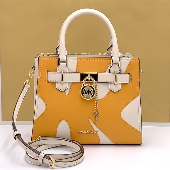 MICHAEL KORS Hamilton Small Two-Tone Satchel GOLDEN ROD MULTI color - Picture 3 of 16